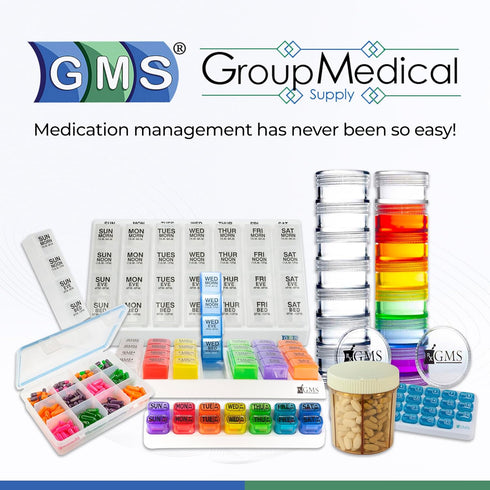 GMS Weekly Pill Organizer - 7 Day AM/PM Pop Out Pill Pods for Supplements, Vitamins & Medications - Ideal for Daily Use & Travel - Rainbow...