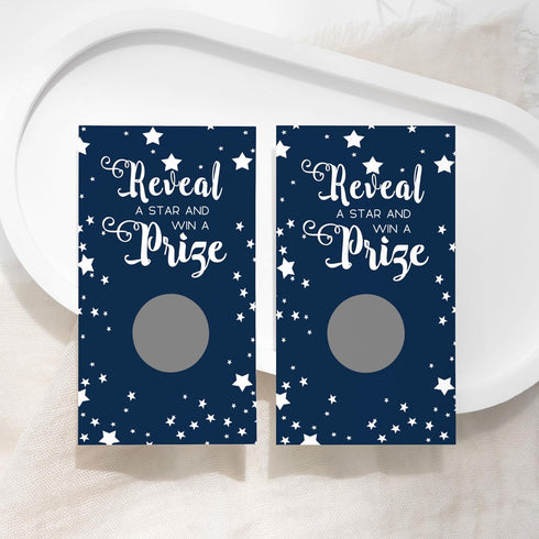 Paper Clever Party Blue Twinkle Star Bridal Shower Games Pack: 28 Scratch-Off Raffle Cards for Wedding & Engagement Parties...