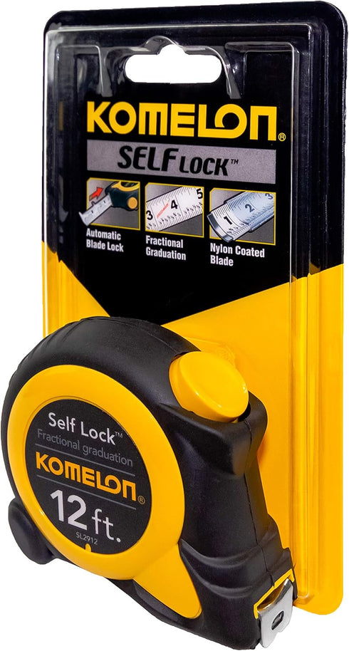 Komelon SL2912; 12' x 5/8" Self-Lock Speed Mark Tape Measure, Yellow, 12ft - Blade...