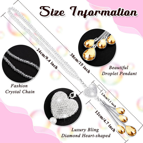 Frienda Bling Heart Diamond Car Accessories for Women, Crystal Car Rear View Mirror Charms Car Decoration Valentine's Day Gifts Lucky Hanging Inte...