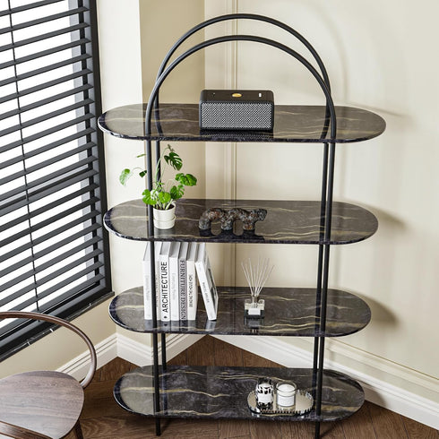 Black and Gold Marble Wallpaper Peel and Stick Glossy Dark Granite Countertops Marble Contact Paper Removable Self Adhesive Wall Paper for Bathroo...