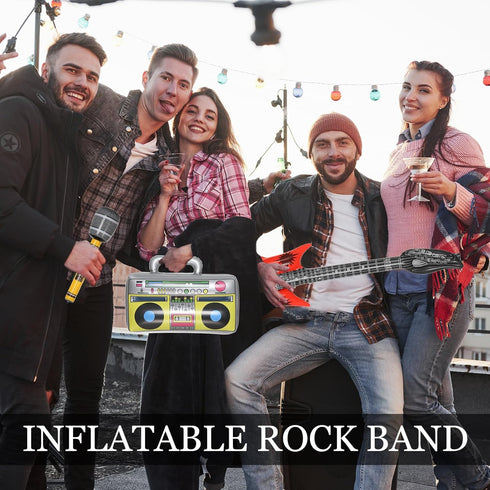 6-pack inflatable guitar balloon, inflatable guitar toddler toys | toy guitar | novelty inflatable rock star guitar | waterproof multi-color party...