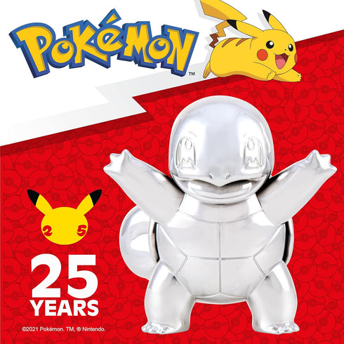 Pokemon 25th Celebration 3-inch Silver Squirtle #2 Figure Fan Must Have Toy - Officially Licensed 25th Anniversary Product from Jazwares...