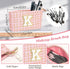 Initial Makeup Bag 3 Pieces Cute Make up Pouch Set -Pink Portable Makeup Brush Bag Travel Cosmetic Bag Multifunction Organizer Bag Monogram Person...