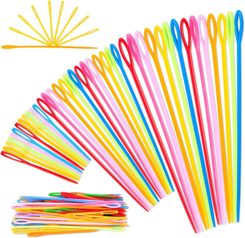 LOVEINUSA 100PCS Plastic Needles for Kids, Large Eye Yarn Needles for DIY Stitchery Plastic Sewing Needles Tapestry...