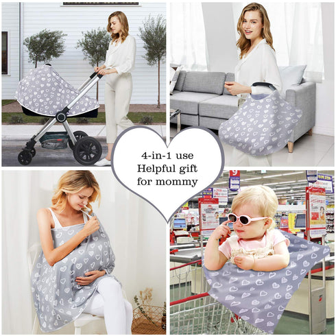 Baby Nursing Cover & Poncho - Multi-Use Privacy Cover for Baby Car Seat, Shopping Cart, Stroller...