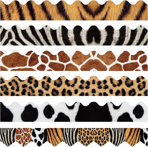 Classroom Bulletin Board Borders Safari Animal Classroom Borders for Wall Decorations DIY Leopard Tiger Cow Print Bulletin Board Sticker for Schoo...