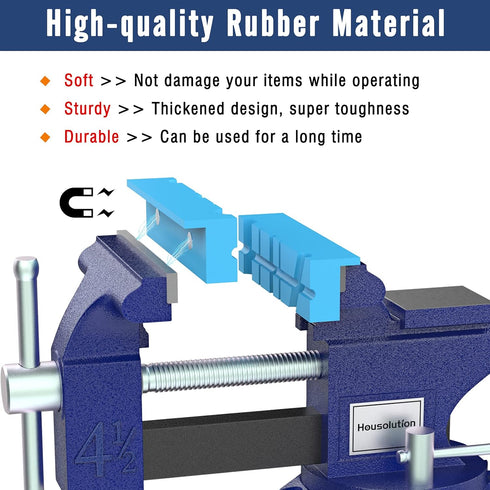 4 Inch Magnetic Vise Jaw Pads Covers, 1 Pair Retention Vice Jaw Pads Universal Jaw Covers with Multiple Angle Grooves Design, Vice Soft Jaws for W...