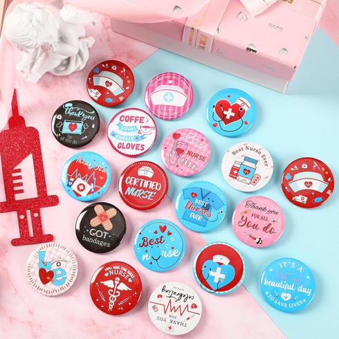 SEPGLITTER Nurse Button Pins, 54Pcs Nurse Graduation Party Favors Badge Brooch Lapel Pins for Nursing Week Birthday Nursing Graduation Party Decor...