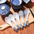 Ceramic Soup Spoons Japanese Ramen Spoons Set of 5 Wonton Spoon for Pho Ramen Noodles Wonton Dumpling Rice,With Blue Spots...