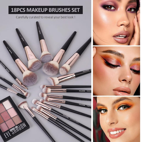 Makeup Brushes, MAANGE 18 Pcs Professional Makeup Brush Set Premium Synthetic Face Kabuki Brush Kit Foundation Blush Powder Eyeshadow Brushes Set...