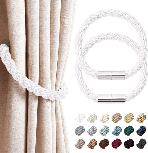NICEEC 2 Pack Strong Magnetic Curtain Tiebacks Modern Simple Style Drape Tie Backs Convenient Decorative Weave Rope Curtain Holdbacks for Thin or ...