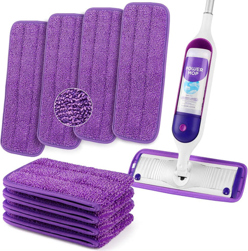 HOMEXCEL Reusable Microfiber Mop Pads for Swiffer PowerMop 8 Pack, Power Mop Pads Refills for 13 ''-15 '' Spray Mop, Machine Washable Power Mop Pa...