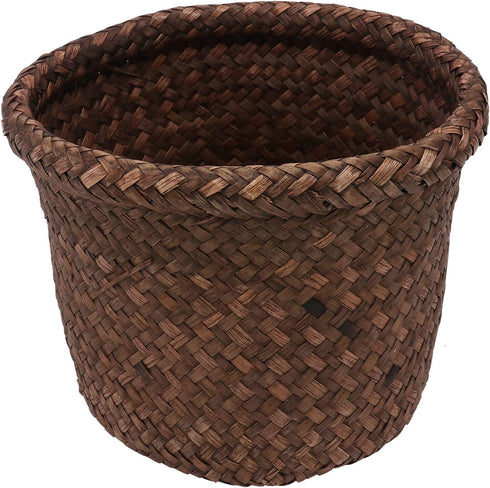 NUOBESTY Round Seagrass Planter Basket: 5.5x7.1" Woven Flower Pots Cover Plant Pots Containers - Wicker Plant Pot Basket Desktop Sundries Containe...