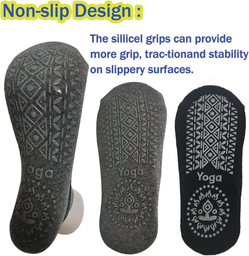 2 Pairs Yoga Socks Pilates Socks Non Slip Grip Socks for Women Pilates Ballet Barefoot Workout Non Slip Socks with Straps...