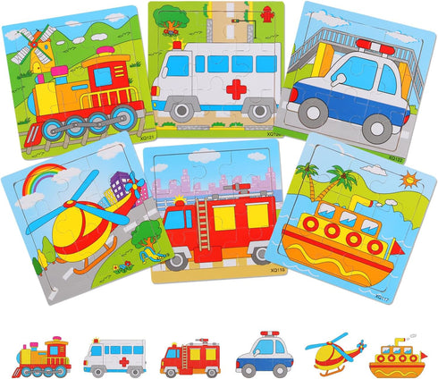 Wooden Toddler Puzzles 2-5 Years - Set of 6 | Preschool Educational Toy with 9 Pieces Each | Fun Animal Jigsaw Puzzle Gift for Boys and Girls...