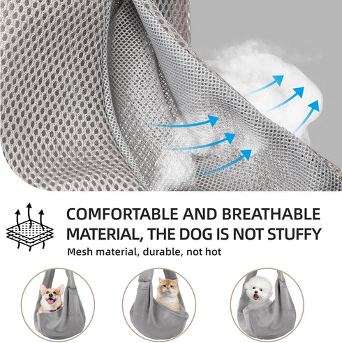 Dog Carrier Sling - Ultra Breathable Reversible Puppy Carrier Purse with Storage Pocket, Travel Safety Harness, Hand-Free Dog Sling Carrier for Ca...