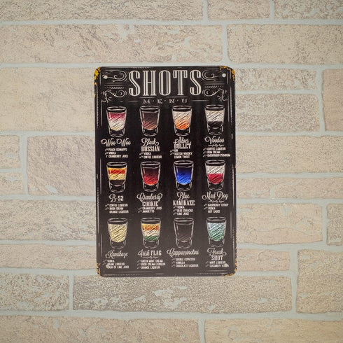 TG,LLC Treasure Gurus Metal 8x12 Retro Classic Alcohol Liquor Shots Menu Recipes Wall Sign Tin Home Bar Pub Art Decor...