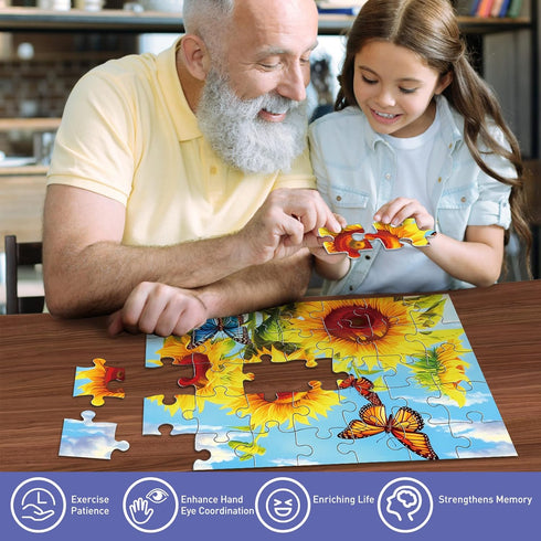 35 Large Piece Puzzles for Seniors Wooden Puzzle Dementia Alzheimer's Products Activities Memory Game for Patients in Nursing Home Easy Puzzle for...