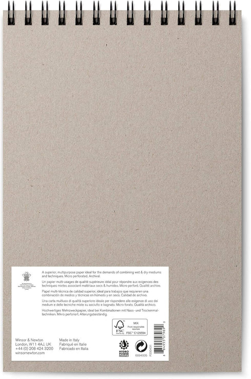 Winsor & Newton Professional Mixed Media Pad, 7" x 10", 30 Sheets, 250gsm, White...