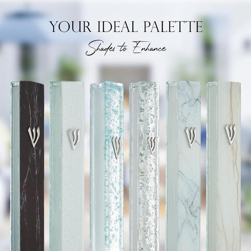 Modern Glass Mezuzah Case For Door With Non-Kosher Scroll Shatterd Glass Design Waterproof Mezuza Cover Home Blessing and Protection...
