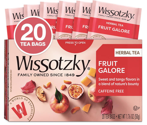 Wissotzky Fruit Galore Herbal Tea, 20 Tea Bags | Caffeine Free Tea | Antioxidant Rich | Fruity Blend | Herbal Tea Bags...