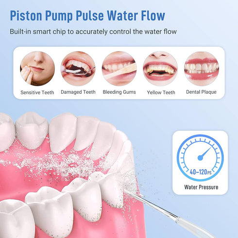 Cordless Water Flosser Teeth Cleaner Dental Oral Irrigator Picks Portable and Rechargeable 310ml Water Tank IPX7 Water Proof for Home and Travel I...