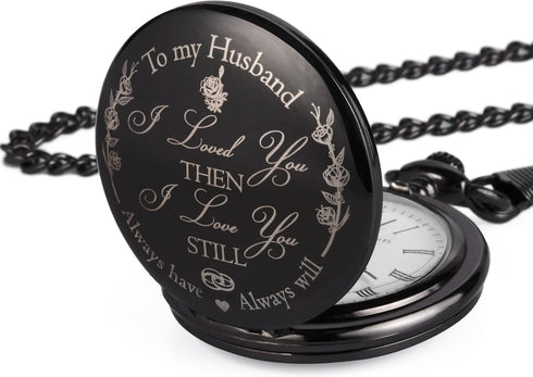 FJ FREDERICK JAMES Anniversary Gift's for Men - Engraved ‘to My Husband’ Pocket Watch | Anniversary Gift's for Him I Love You Gift for Husband for...