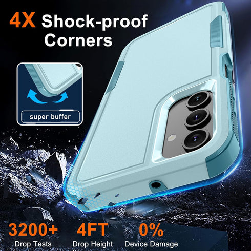 for Samsung Galaxy A15 5G Case, Full Body Heavy Duty Rugged Shockproof Protective Phone Cover with Lanyard Strap, Tempered Glass Screen Protector ...
