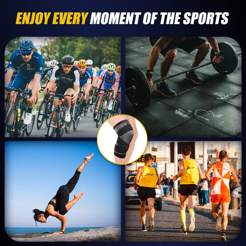 Knee Compression Sleeve with Strap, 1 Pack High Stretch Knee Sleeve Knee Support for Women Men, Knee Braces for Knee Pain Relief Arthritis Meniscu...