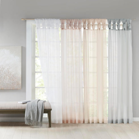 Madison Park Ceres DIY Twisted Tab Sheer Curtain, Pair Panels, Lightweight Window Treatment, Voile Privacy, Light Filtering Drape for Bedroom and ...