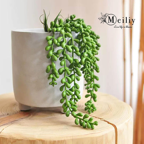 Meiliy 4pcs Artificial Succulent Plants Hanging Succulent Plants Faux Succulents Unpotted Branch String of Pearls Plant for Home Kitchen Office We...