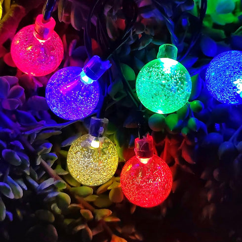 Solar String Lights Outdoor, 20ft Waterproof 30 LEDs 8 Modes Crystal Globe Solar String Fairy Lights Backyard Patio Christmas Lights for Holiday P...