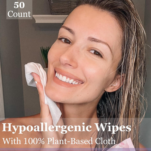 mivida Hypoallergenic Makeup Remover Wipes | 2 Pack of 25 Count | Facial Cleansing Makeup Remover Face Wipes with Hyaluronic Acid | Fragrance Free...