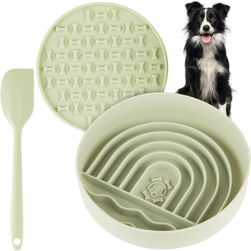 Hertzko Silicone Slow Feeder Dog Bowl Set - Bowl, Lick Mat, Spatula - Silicone Slow Feeder Dog Bowls - Dog Slow Feeder - Slow Feeder Cat Bowl - Ca...