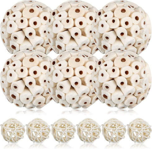 12 Pcs Bird Shreddable Toy 6 Natural Parrot Sola Balls Rattan Foraging Toys Chewing Accessories for Budgie Parakeet Cockatiel Orbs Crafts DIY Vase...