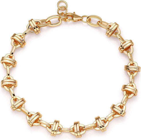 MEVECCO Chain Bracelet Gold Link Thick Chunky 14K Gold Plated Minimalist Simple Boho Handmade Jewelry Gift for Women Men Women...
