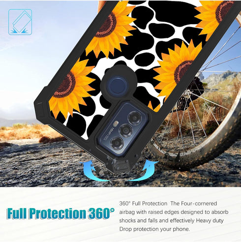 for Moto G Play 2023 Case,Moto G Play 2023 Case with Glass Screen Protector,Heavy Duty Hard PC & Soft TPU Shockproof Protective Phone Case for Mot...
