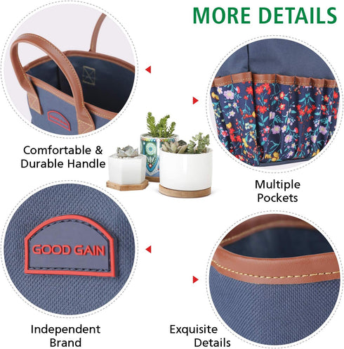 G GOOD GAIN Garden Succulent Kit with Organizer Bag, Indoor Mini Hand Gardening Tool Set, 14 Pieces Tools for Bonsai Planter Miniature Fairy Plant...