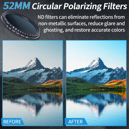 52MM Clip-on ND2-ND400 Phone Lens Filter, Ultra Slim Phone Camera Lens Filter Compatible with iphone 15 Pro Max 14 13 12 11, Smart Phones, Adjusta...