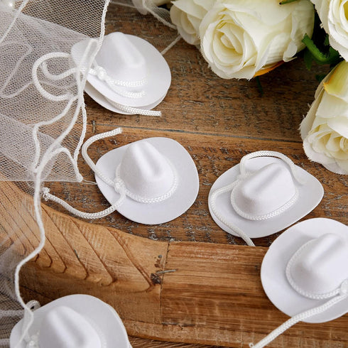 24 Pcs Mini Cowgirl Hat Cowboy Miniature Hat Western Wedding Doll Hats for Birthday Decorations Favors, 2 Inch (White)...