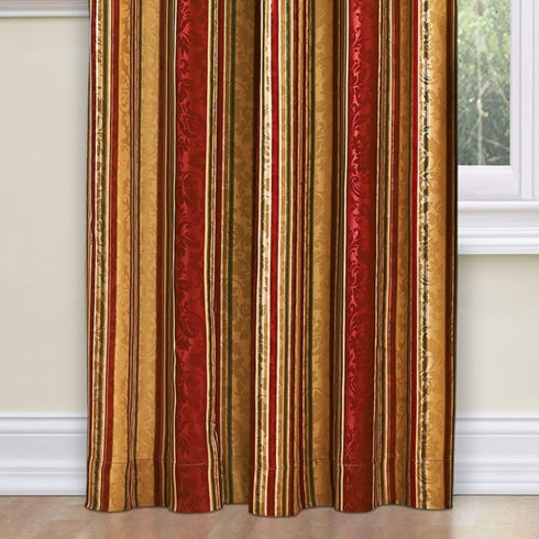 Waverly Traditions Stripe Ensemble Rod Pocket Curtains for Windows in Bedroom, Kitchen, or Living Room, Single Panel, 52" x 84", Crimson...