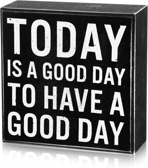 Positive Wood Sign Office Desk Decor 5x5 Inch Today Is a Good Day to Have a Good Day Wood Sign Motivational Desk Decor Cheerful Support Inspiratio...