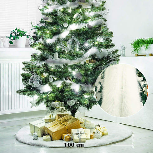 Tatuo 40 Inch Christmas Tree Skirt White Fur Fluffy Faux Plush Winter Tree Skirt for Christmas Holiday Decorations...