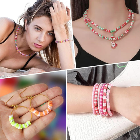 28 Strands Purple Clay Beads Bracelet Making Kit, Friendship Preppy Flat Polymer Clay Heishi Beads for Bracelets Jewelry Making Kit, DIY Arts and ...