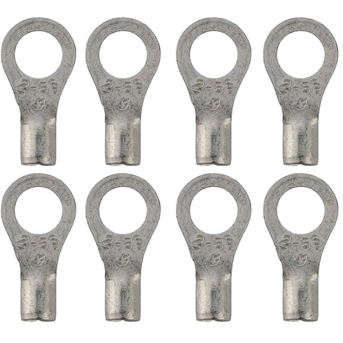 100Pcs Non-Insulated Ring Terminal,AWG16-14 Electrical Wire Crimp Connectors,#10 Stud O-Type Red Copper Crimp Terminals...