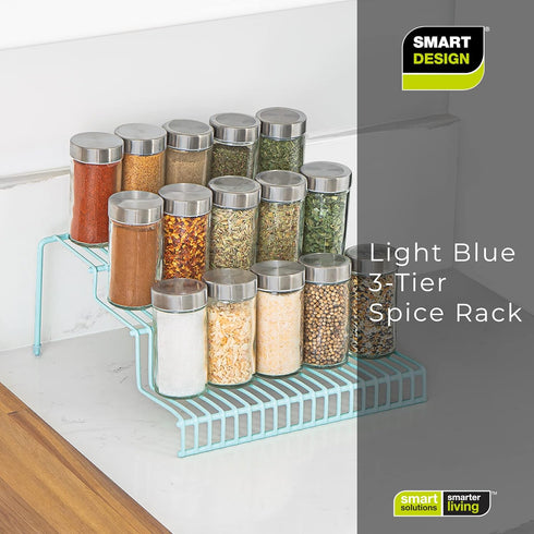 Smart Design 3-Tier Spice Rack - Steel Metal Wire - Rust Resistant - Cupboard, Jars, Cans, Seasonings Holder, Cabinet Shelf Organizer, Countertop ...