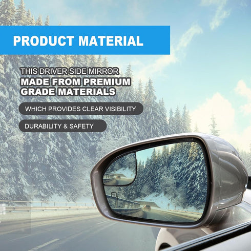 Left Driver side View Heated Mirror Glass Replacement for 2013 2014 2015 2016 2017 2018 2019 2020 Ford Fusion Mirror Glass With Rear Holder Replac...