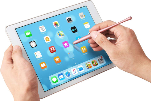 Slim Waist Stylus Pens for Touch Screen, Compatible with iPad, iPhone, Kindle Fire + 8 Extra Replaceable Hybrid Fiber Tips (Pink, Purple, Blue, Ro...