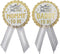 Twinkle Little Star Baby Shower Pin Set - Gold Glitter & White Satin Ribbons for Mommy and Daddy-to-Be...